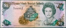 CAYMAN ISLANDS  MONETARY AUTHORITY 5  DOLLARS NOTE FROM 2005 ISSUE , P34 ,  QEII