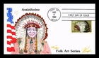 US COVER ASSINIBOINE NATIVE AMERICAN HEADDRESSES FDC PUGH HAND PAINTED