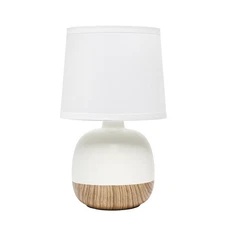 LT2078-LWW Petite Mid Century Table Lamp, Light Wood and White
