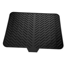 Silicone Drying Mat, 23"X17" With Built-in Drain Lip,Heat 23" x 17" Black
