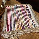 4 Colorful Cotton Striped & Edged Placemats Woven 15” Square