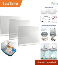 Large Plastic Cat Litter Box Shields 3 Pack High Side Splash Guards for Easy ...