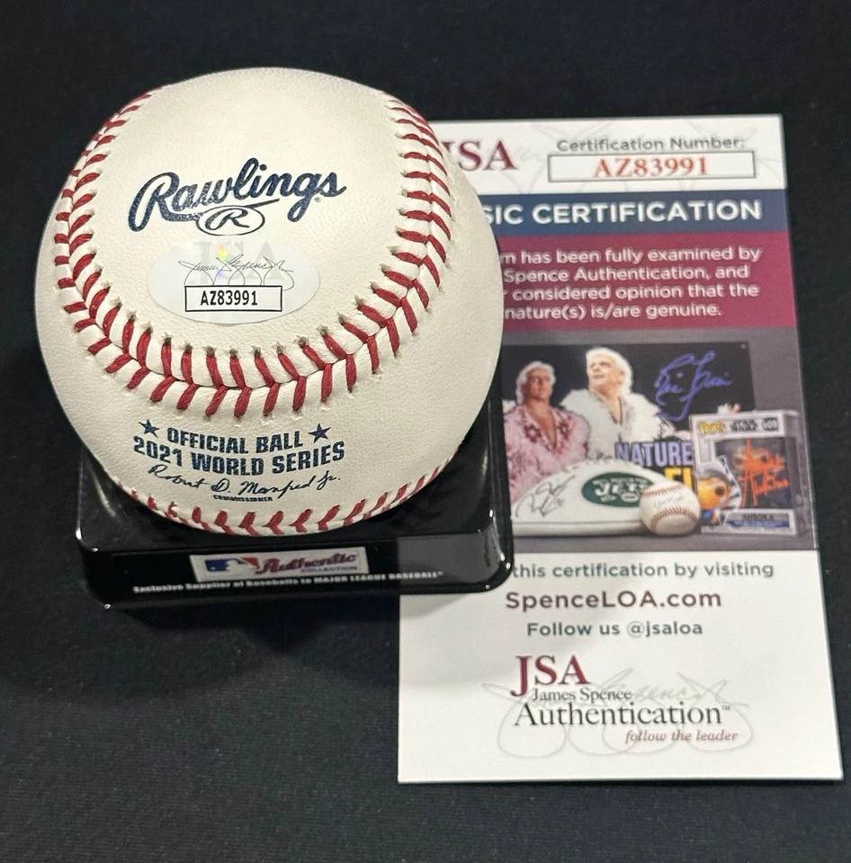 Kevin Seitzer Firmado Serie Mundial 2021 Béisbol Autografiado Bravos ~ ¡CERTIFICADO DE AUTENTICIDAD JSA! Foto 2 de 2