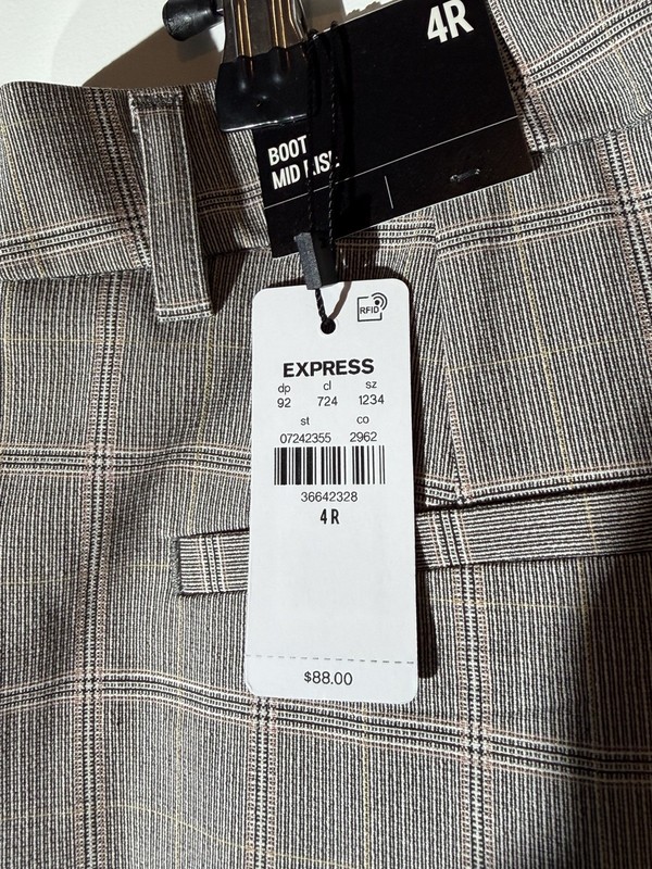 Express Women's Gray Plaid Dress Pants Bootcut Mid Rise Regular Size 4R