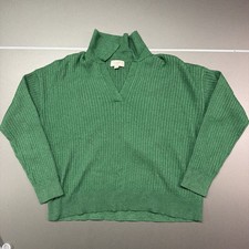 Loft Women s Green Ribbed V-Neck Sweater Size Small Long Sleeve