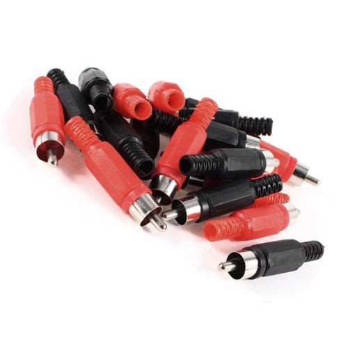 Audio Visual For RCA Male Connectors Set of 20 in Stylish Black and Red - Picture 4 of 4