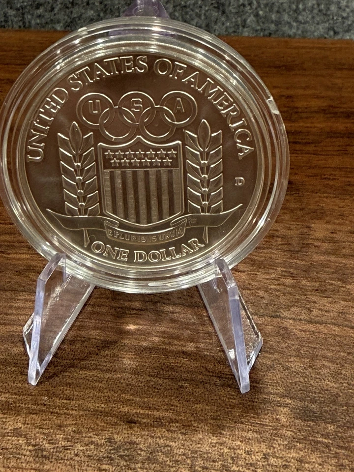 1992-D Olympic Baseball BU. 90% Silver Commemorative $1 Dollar in Capsule - Image 2 of 2