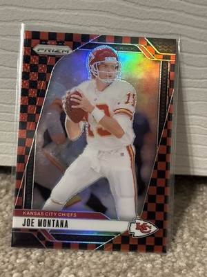 2024 Panini Prizm Joe Montana Red Checker SSP Color Match #147 Chiefs