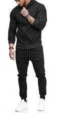 Mens Tracksuit 2 Piece Sweatsuit Sets Casual Hoodie Jogging Athletic Suits Bl...
