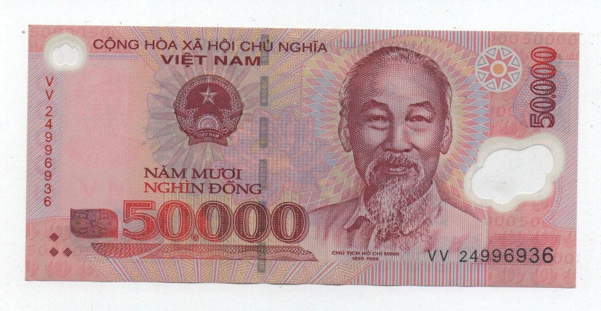 Circulated 50,000 ₫ Denomination Vietnamese Paper Money for sale