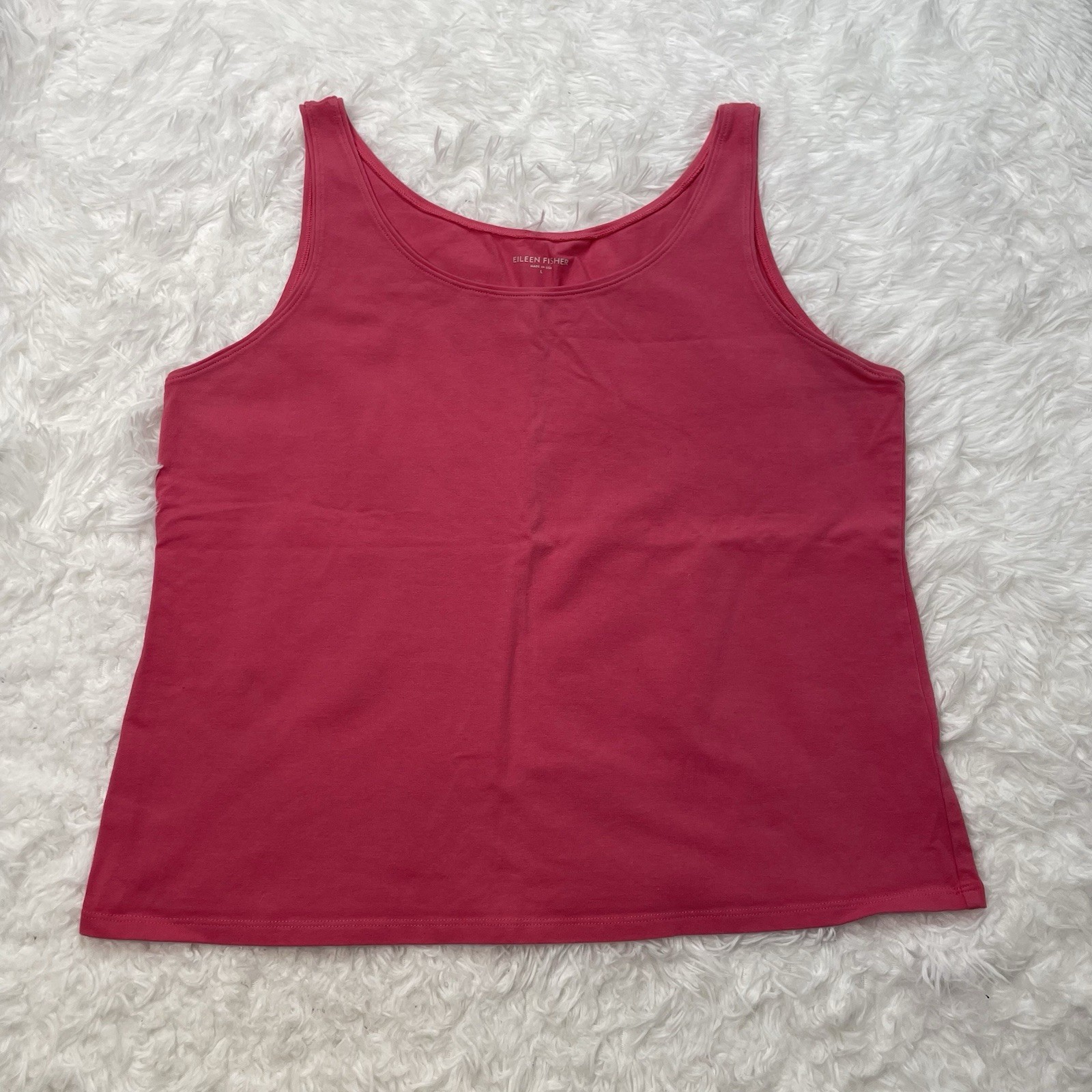 Eileen Fisher Womens Size L Large Organic Cotton Pink Tank Top USA Minimalist