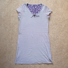 Purple/Cream Marks  Spencer M S Striped Pyjama Night Dress Size 10 