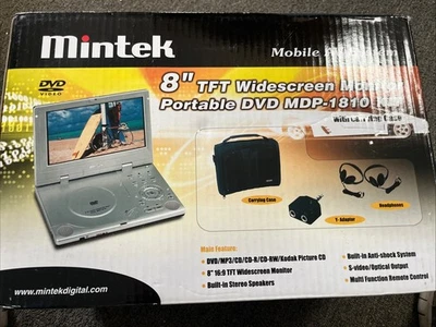 Mintek 8" TFT Widescreen Monitor Portable DVD player mdp-1810 W Remote - Image 1 of 2