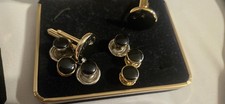 Men's Black Onyx Cuff links and Studs Set
