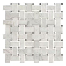 Carrara White Basketweave 12X12X0.31 In. Honed Marble Mosaic Tile for Floors, Wa