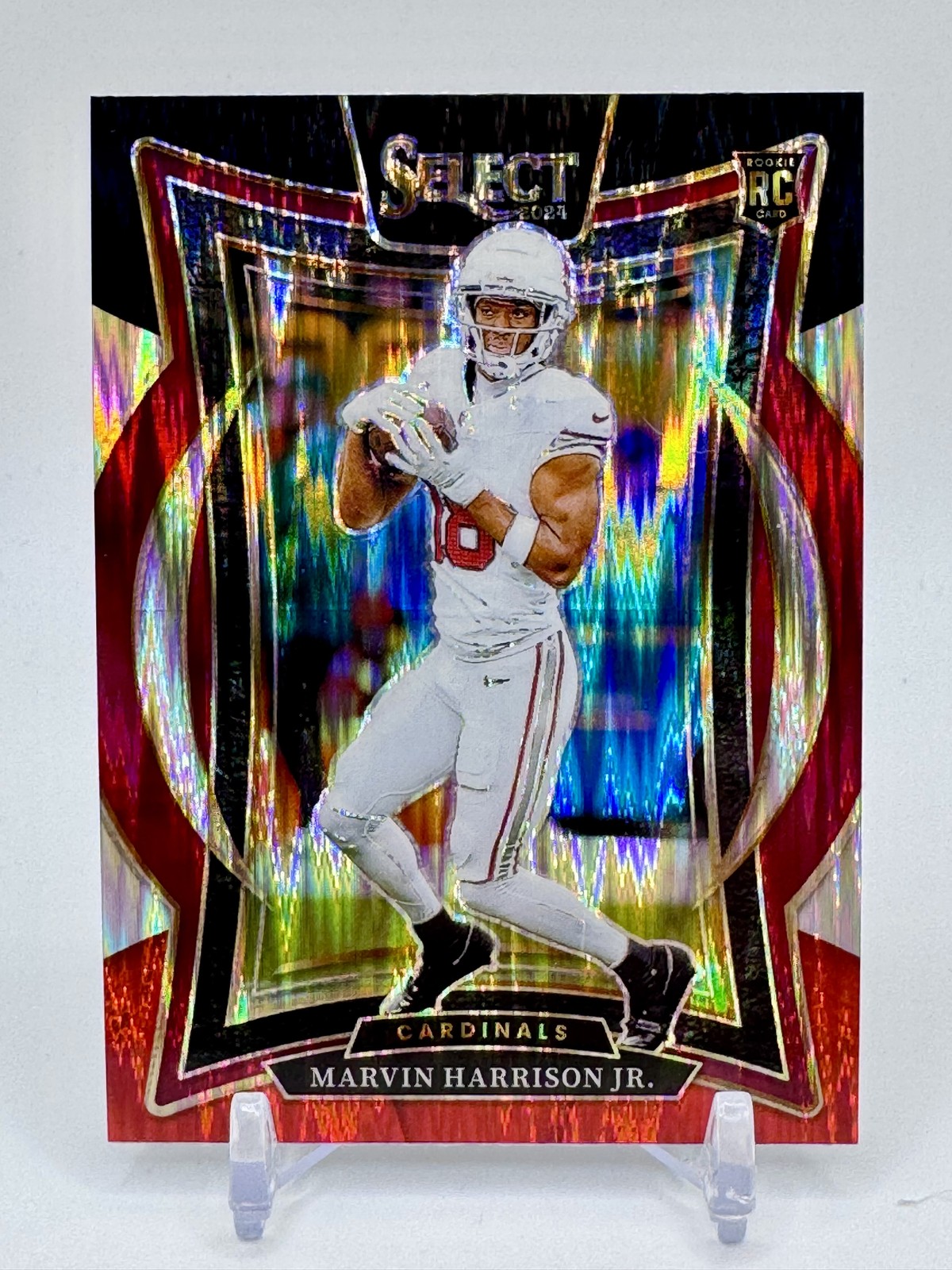 2024 Panini Select #28 Marvin Harrison Jr. Black & Red Prizm Shock