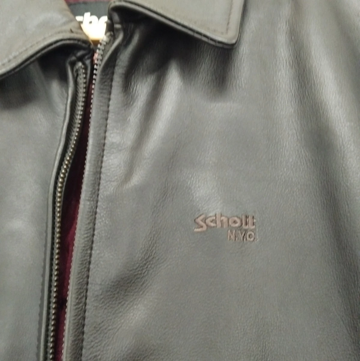 Chaqueta Bomber Schott NYC Cuero Marrón Oscuro L Piel de Vaca LC5100 Cremallera