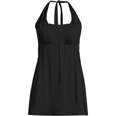 Lands End Square Neck Halter Swim Dress One Piece Swimsuit Sz 3X Black NWOT  | eBay