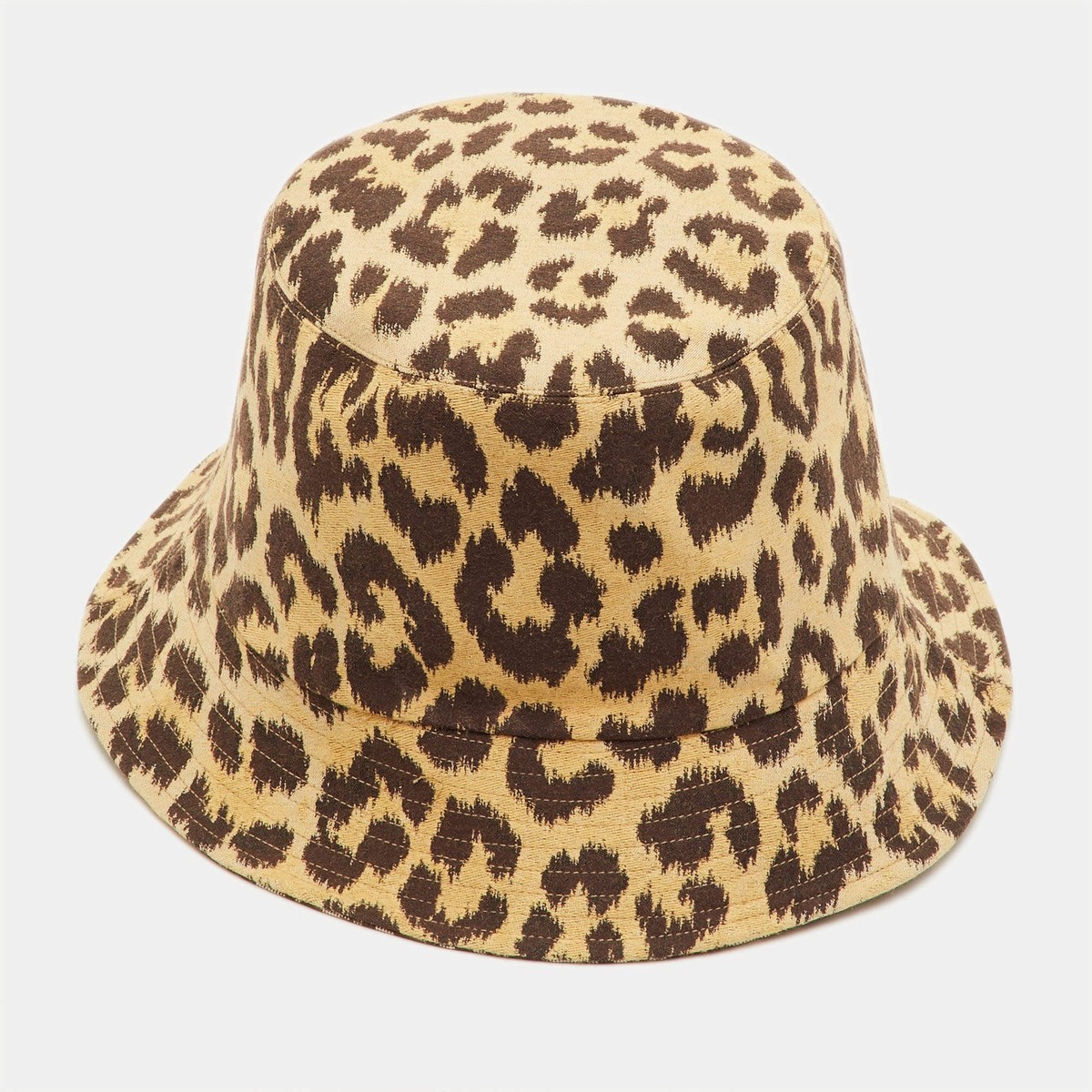 Dior Beige Oblique Leopard Pattern Reversible Bucket Hat Size 57 