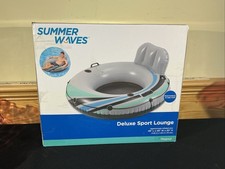 Summer Waves Deluxe Sport Lounge Inflatable Swimming Pool Float Tube Cup Holders