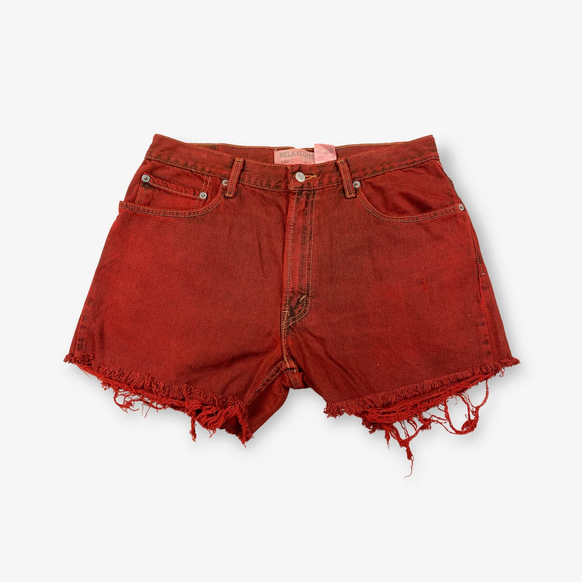 Vintage Levi s 550 Cut Off Denim Shorts Red W34 eBay