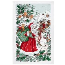 Ulster Weavers Santa & Reindeer Christmas Forest Cotton Tea Towel 29" x 18"