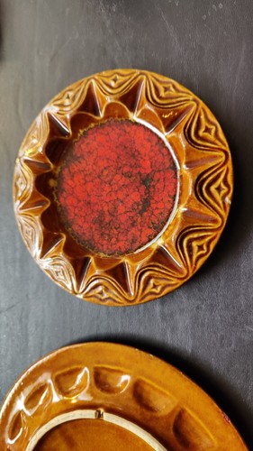 1968 MCD 9"/7"/5" USA Ashtray 3 Piece Nesting Set Brown Red Lava #950,951,&952 - Picture 9 of 9