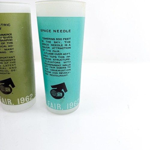 4 Vintage 1962 Seattle World’s Fair Frosted Hi-Ball Glasses Cups Retro MCM Set - Picture 8 of 12