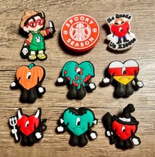 9pc Spooky Heart Costume Shoe Charms for Crocs or Shoe Laces