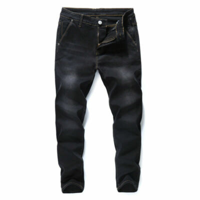 Herren Hose Schlanke Passform Stretch Jeans Denim Locker Gerade Business New