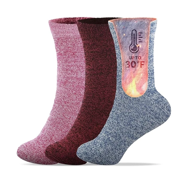 Moisture-Wicking Winter Thermal Warm Hiking & Ski Socks 3 Pairs Size 5-9