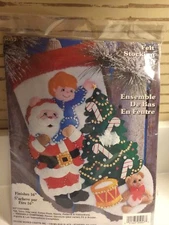 NEW 16" Christmas Felt Stocking Kit Craft Design Works Reach For The Stars Santa