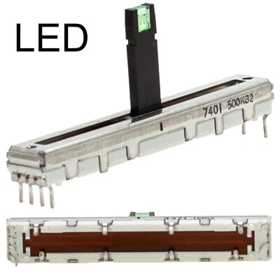 Bourns 45mm 500K Ω Schiebepotentiometer Fader PTL mono linear LED grün