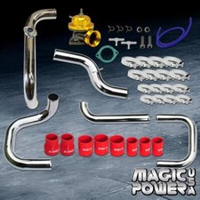 Chrome Intercooler Piping Gold Rs Bov Red Couplers Kit For 1996-2000 Civic