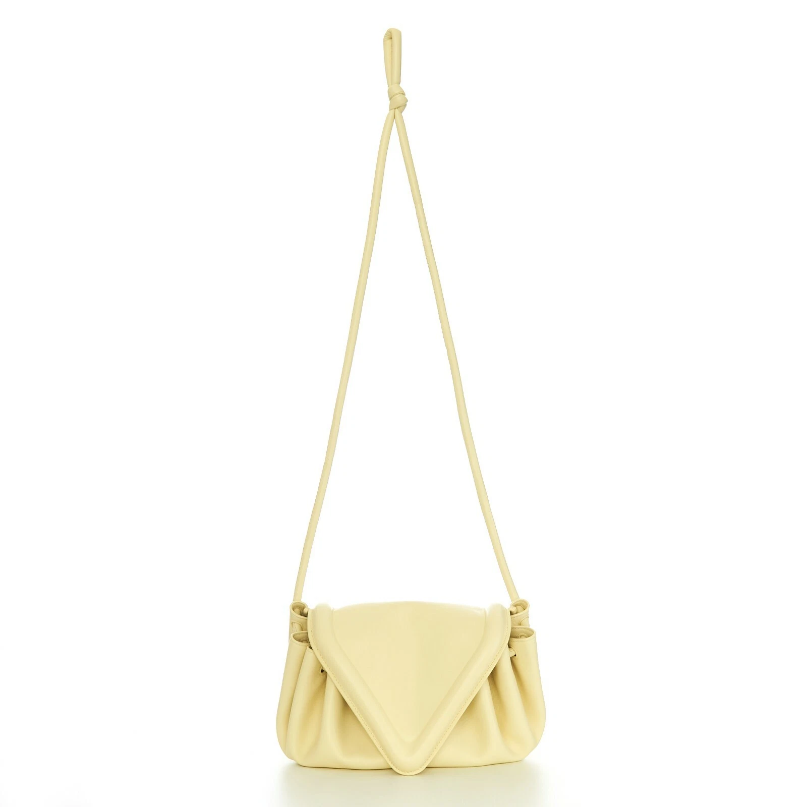 Bottega Veneta — BOTTEGA VENETA 2700$ BEAK Medium Crossbody Bag - Ice Cream Yellow Leather