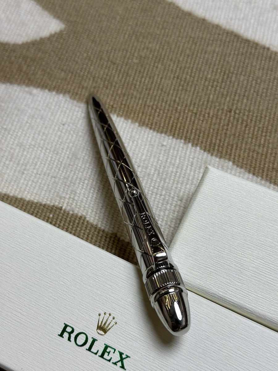 Rolex Ballpoint Silver Platinum Diamond Shape Pen NEW RARE Rolex Ballpoint Silver Platinum Diamond Shape Pen NEW RARE