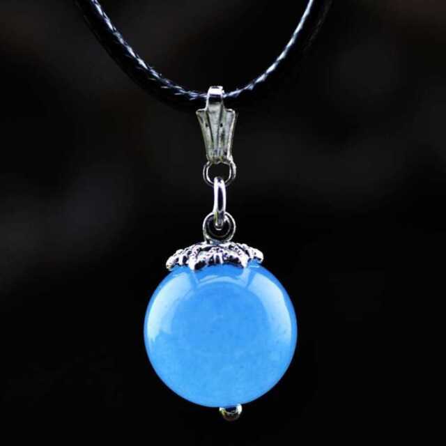 Tibet Silver Gemstone Beads Pendant Cowhide Rope Necklace Diy Christmas