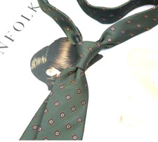 New Classic Polka Dot Green Brown JACQUARD WOVEN 100 Silk Men's Necktie Tie