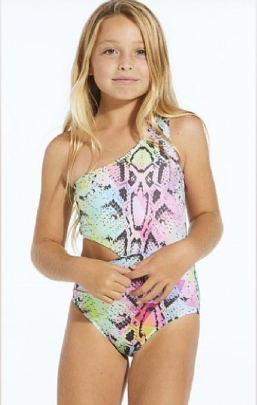 Stella Cove Multicolor Snake Print Cut-Out Swimsuit, size 16, NWT