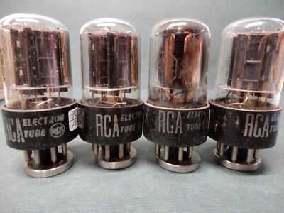 RCA 6SN7 Black Plate Silver Logo Vacuum Tubes Quad 1950's Tested 73% ...