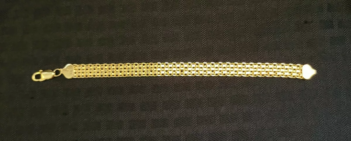 Vintage 90s 925 ITALY Sterling Silver 14K Gold Plated Weave Bracelet 7 –  NOVALO