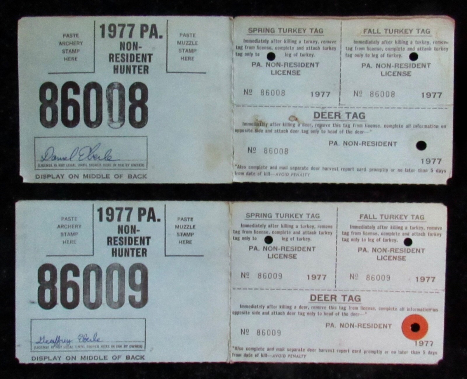 Permis De Pêche Résident Pennsylvanie 1929 - Numéro Consécutif, Vintage