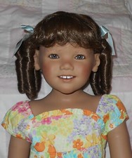 WEE 3 CAROL Doll Wig SZ 14-15.5 LIGHT BROWN Sausage Curl Ponytails NO Part NWT