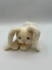 Russ BEENIE Easter Bunny Rabbit Plush 12" White Cream #6595 Lay Missing Bow