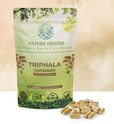 NATURE ORIGINS Triphala - 120 Capsules - 1650mg Per Serving - Internal Cleansing - Eye Health