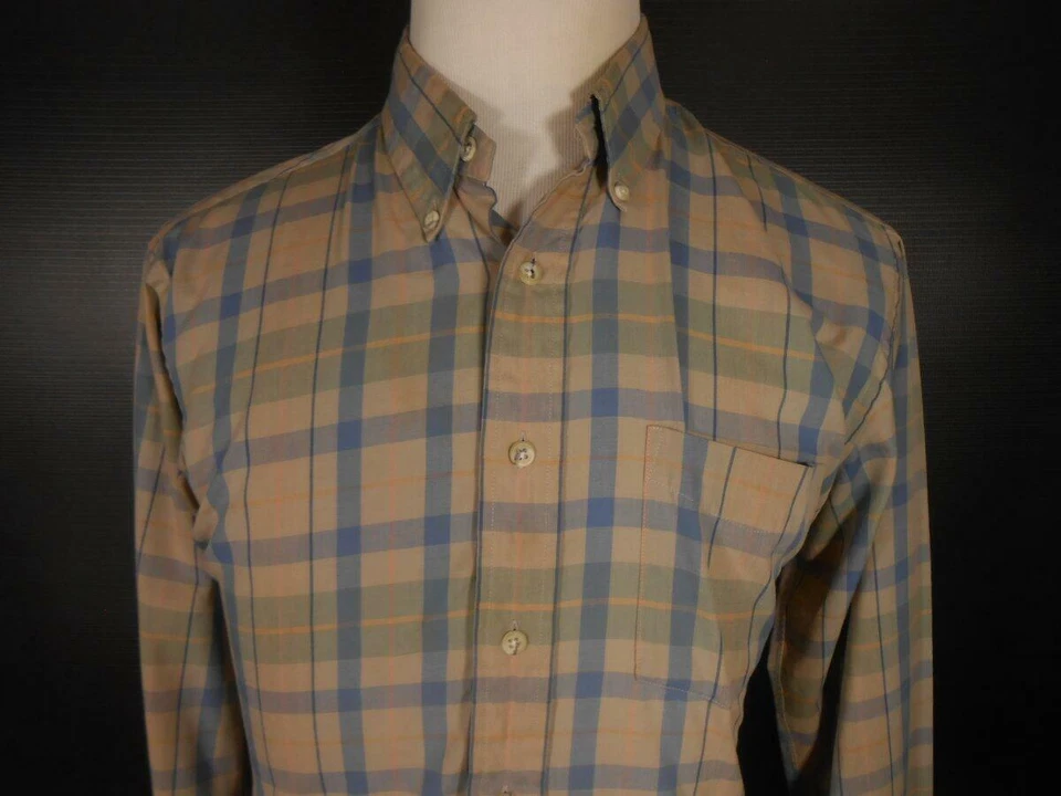 Hermosa Camisa Para Hombre Grande Ralph Lauren Chaps Marrón A Cuadros Manga Larga Botón Foto 2 de 4