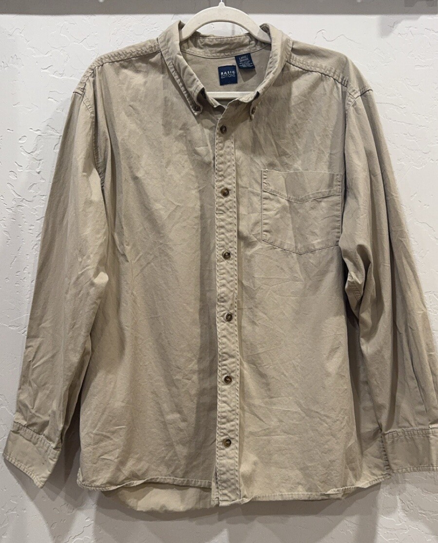 Long Sleeve Button Western Basic Editions Size La… - image 1