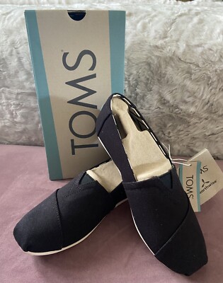 TOMS BLACK CANVAS ESPADRILLES BNIB SIZE W7 EU UK -5  UK