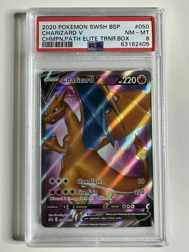 Pokemon 2020 Charizard V SWSH050 Promo Full Art Sword & Shield Black Star PSA 8