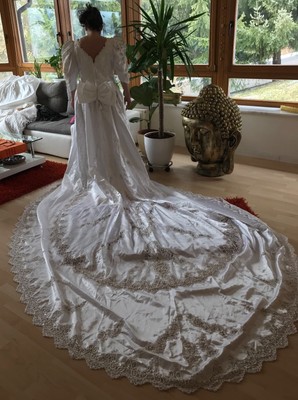 Traumhaftes Designer Hochzeitskleid Von Mori Lee Sehr Lange Schleppe Perlen Ebay